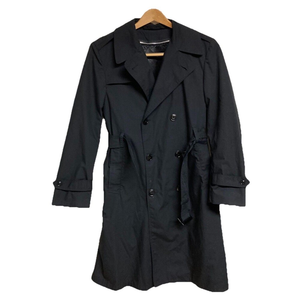 90s VTG Coat All Weather Man's Army Black Shade 385 Belted Size 40R READ